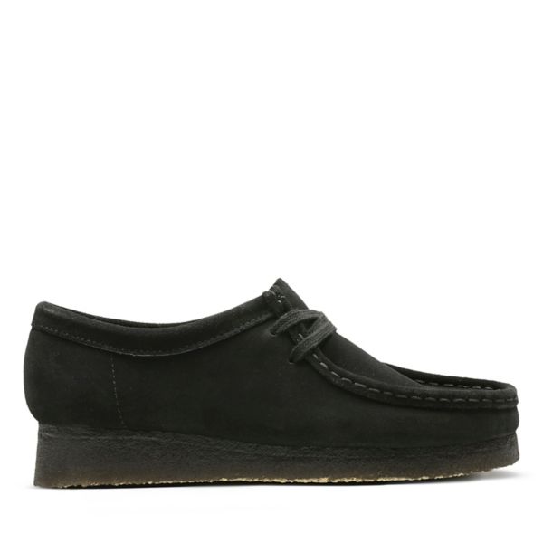 Clarks Womens Wallabee Flat Shoes Black | CA-8127635